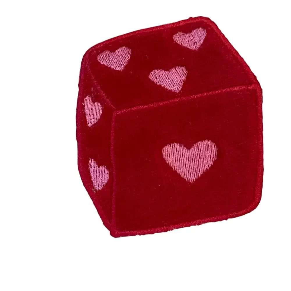 Kassadecor Heart Dice Valentine Cotton Hand Towels 18x28 Set of 2 Pink Red NEW